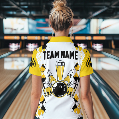 Personalized Beer Bowling Team Jerseys Quarter-Zip Bowling Shirt for Men Women QZT542