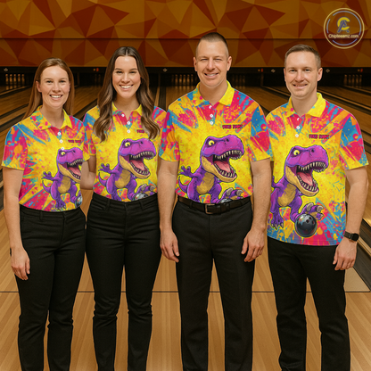 Custom Graffiti Dinosaur Bowling Jersey for Women Unisex Bowling Shirts for Team Polo & 1/4 Zip HNT240