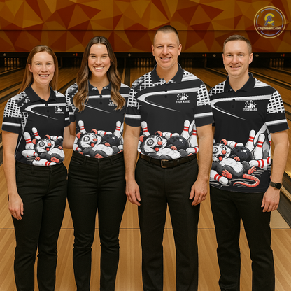 Personalized Funny Opossum Bowling Shirt Bowling Jersey for Men Bowling Polo & Quarter-Zip QZT847