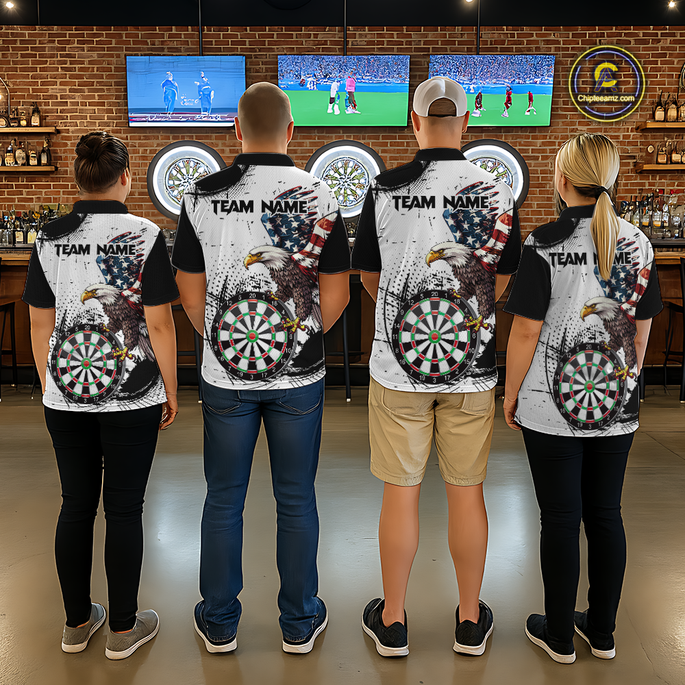 Custom American Eagle Dart Shirs for Men Patriotic Dartboard Shirt Gift Dart Jersey DHT4