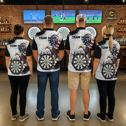 Custom American Eagle Dart Shirs for Men Patriotic Dartboard Shirt Gift Dart Jersey DHT4