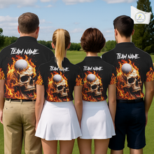 Load image into Gallery viewer, Flame Skull Golf Polo shirts for men custom Skull Fire team golf shirts, golf gifts for men NQS11576