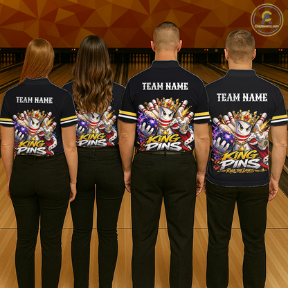 Custom King Pins Bowling Shirt for Women Bowling Team Jersey Polo & Quarter-Zip Shirt Bowling Tournament QZT950