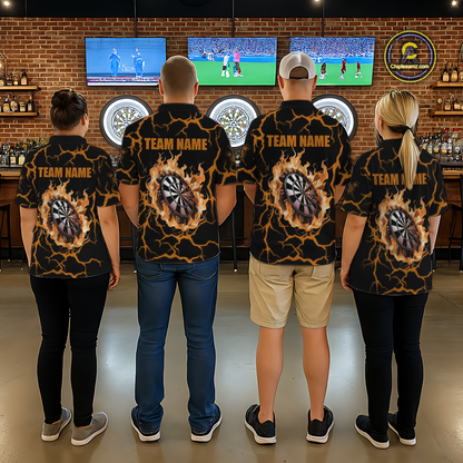Custom Orange Flame Dart Shirt for Men Dart Jersey for Team Dart Gift Polo & 1/4 Zip DHT7
