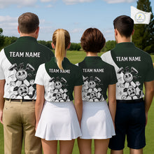 Load image into Gallery viewer, Green White Funny Golf Ball Pattern Womens Golf Polo Shirts Custom Golf Outfits Ladies, Green Golf Tops NHT785