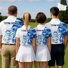Load image into Gallery viewer, Custom Mens Golf Polo Shirt Funny Blue And White Shark Pattern Golf Shirts For Men NHN0002