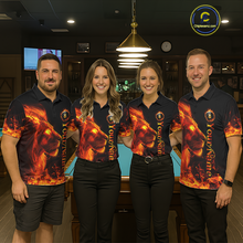 Load image into Gallery viewer, Custom Flame Lion 8 Ball Billiard Shirts for Men Billiard Team Shirts Billiard League Polo &amp; 1/4 Zip NNT96