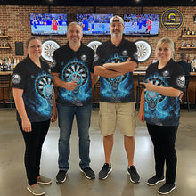 Load image into Gallery viewer, Black Blue Flaming Skeleton Darts Custom Men's Dart Polo Shirts Team Dart League Jerseys NYN2073