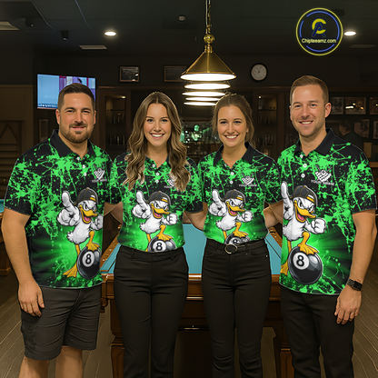 Custom Green Funny Duck Billiard Shirt for Women Billiard Team Jersey League 8 Ball Pool Shirts NNT171