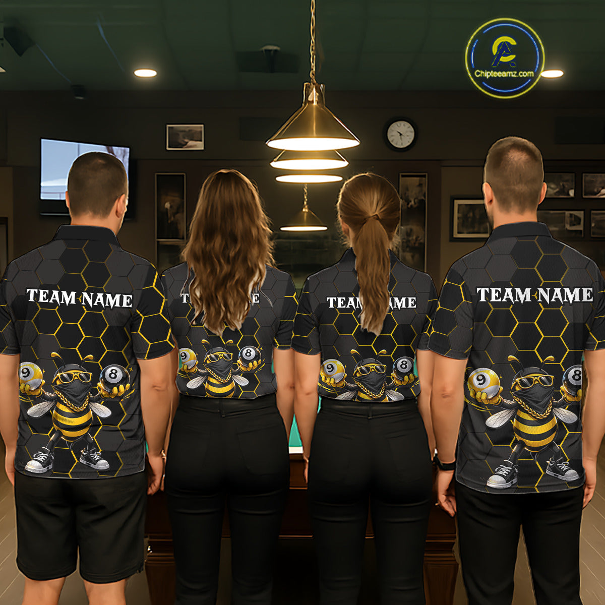 Hexagon Funny Thief-Bee 8 Ball And 9 Ball Women Billiard Pool Jersey Custom Billiard Team Appeal NYN2760