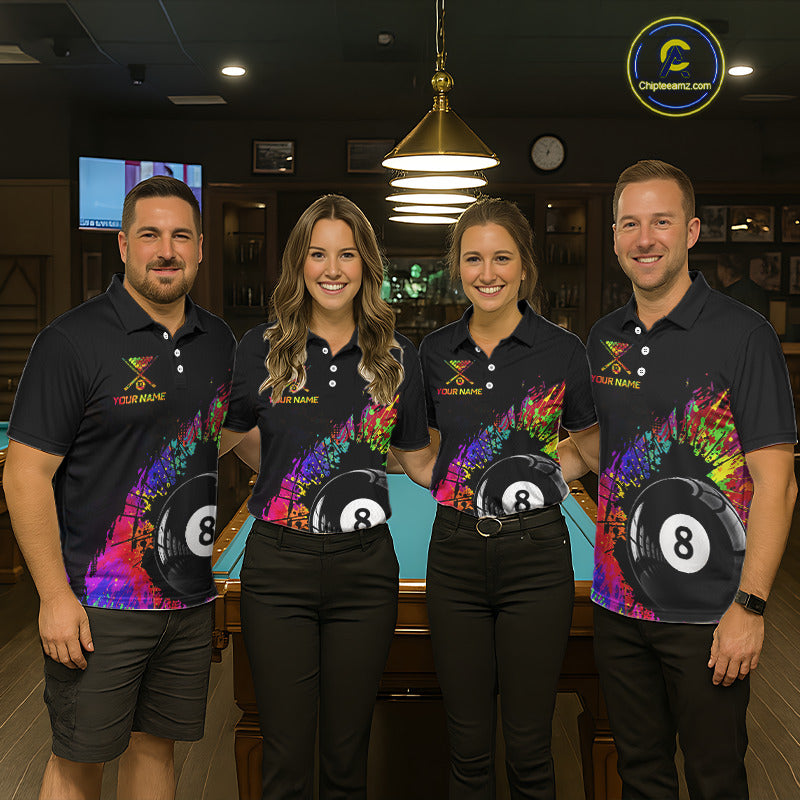 Custom Colorful Splatter Women's Billiard Ball Shirt Personalized Ball 8 Billiard Team Shirt NYN2342