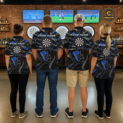 Blue Custom Cobra Snake Dart Shirts for Men Dart Team Jersey Dartboard Gifts Polo & 1/4 Zip NNT162