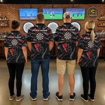 Red Custom Cobra Snake Dart Shirts for Men Dart Team Jersey Dartboard Gifts Polo & 1/4 Zip NNT162