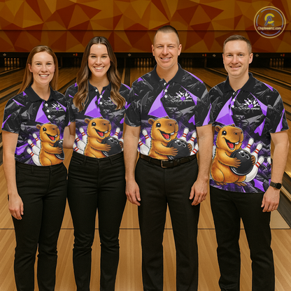 Custom Purple Capybara Bowling Jersey for Women Bowling Team Shirts Bowling Polo & 1/4 Zip HNT255