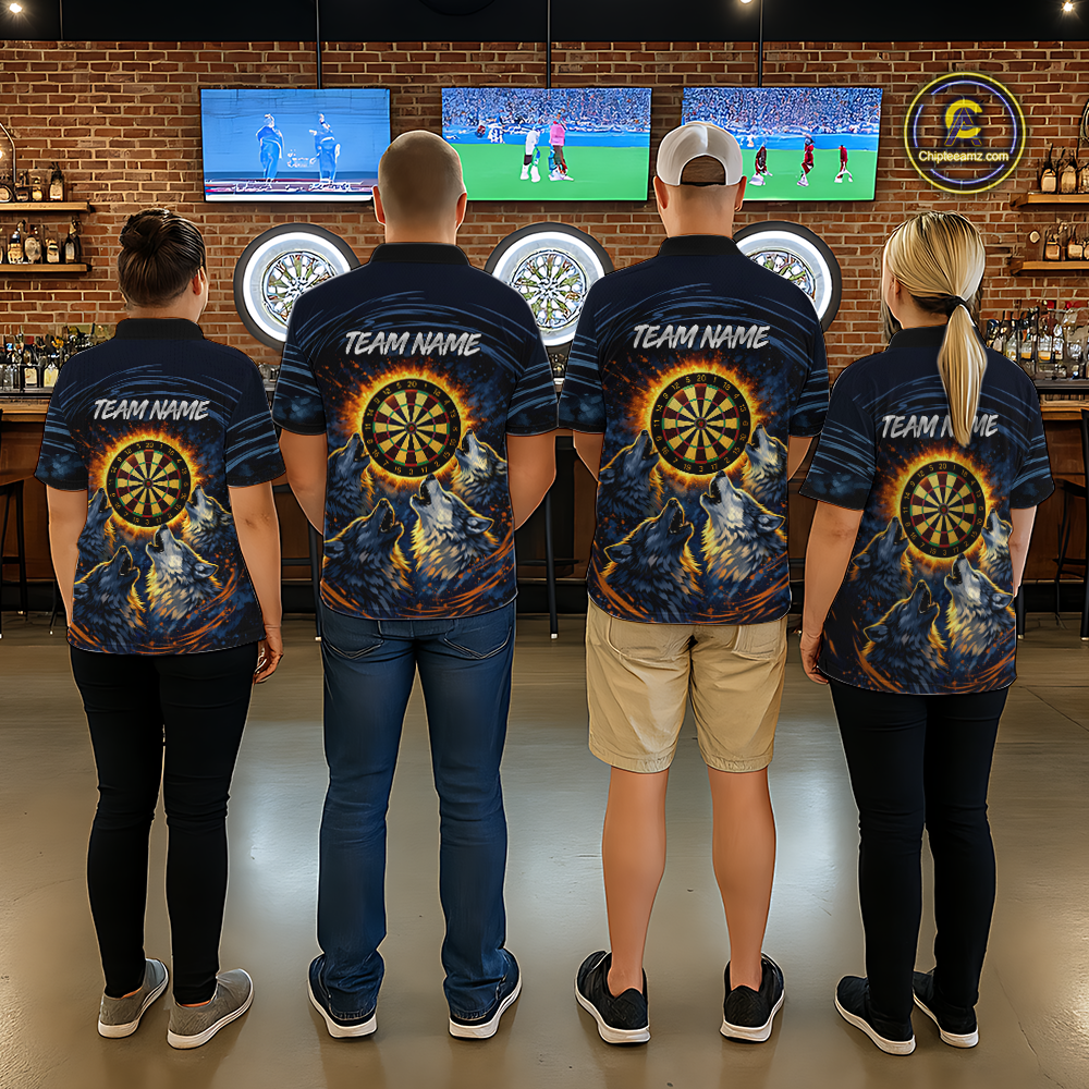 Custom Funny Flame Wolf Darts Board Dart Shirts For Women Darts Team Jerseys Dart Tournament NNT149