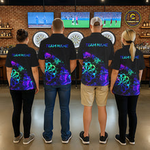 Load image into Gallery viewer, Blue Holographic Dartboard Grunge Darts Polo Shirts For Men Custom Name For Darters NYN2706