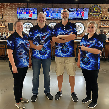 Thunder Torn US Flag Eagle Dartboard Women Darts Polo Shirt Custom Patriotic Dart League Shirt NYN2649