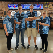 Load image into Gallery viewer, Icy Snowflake Blue Dartboard Men Darts Polo &amp; 1/4-Zip Shirts Custom Darts Clothing Team Shirt Jersey NYN3034