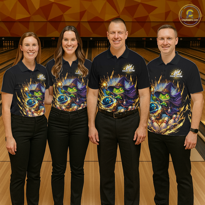 Personalized Frog Wizard Bowling Shirt for Men Flame Bowling Jersey League Polo & Quarter-Zip QZT890