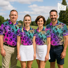 Load image into Gallery viewer, Leopard Mens Golf Polo Shirt Custom Colorful Neon Rainbow Leopard Pattern Team Golf Tops, Golf Gifts NHN0217