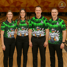 Load image into Gallery viewer, Custom Green Funny Duck Bowling Jersey for Women Bowling Uniform Polo &amp; 1/4 Zip Bowling Team Shirts HNT238