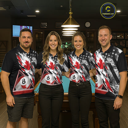 Personalized Smoke Canada Flag Billiard 8 Ball Pool Shirt Custom Patriotic Billiard Appeal For Women NYN2770