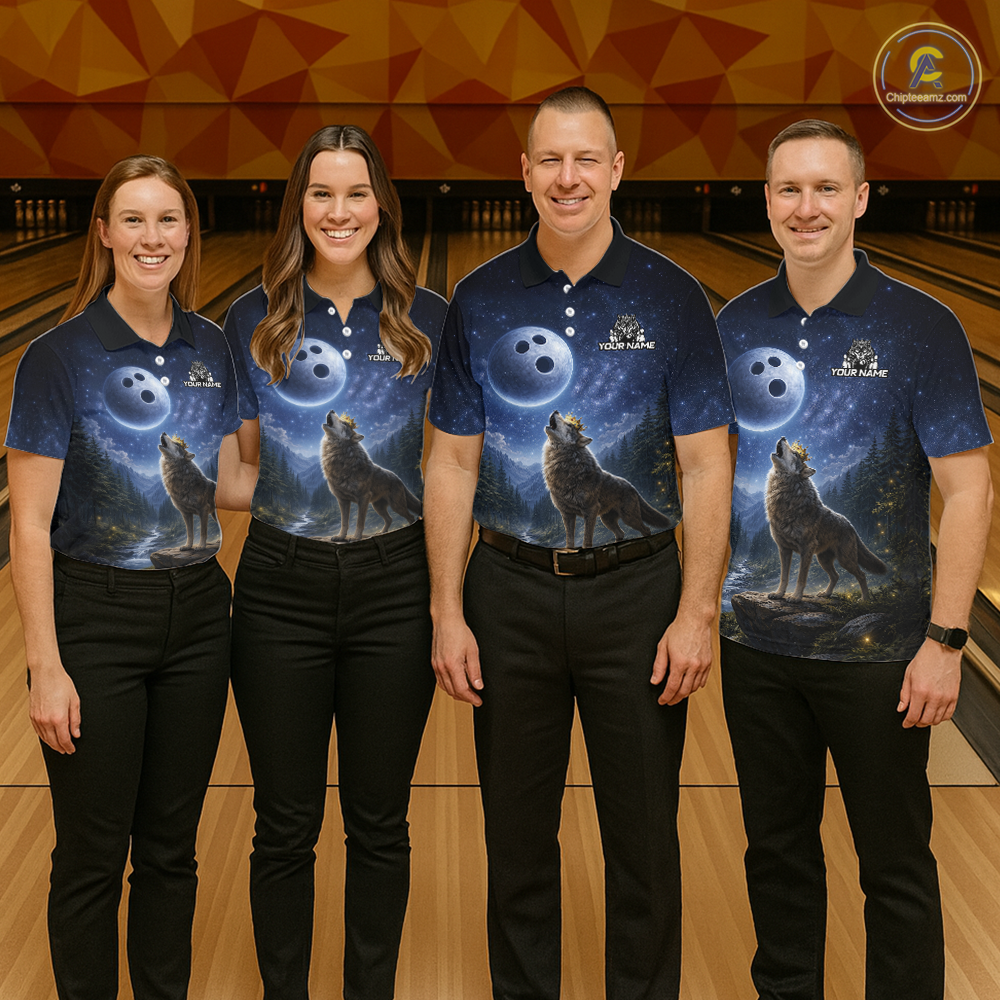Custom Majestic Wolf Bowling Shirt for Women King Crown Bowling Jersey Polo & Quarter-Zip QZT964