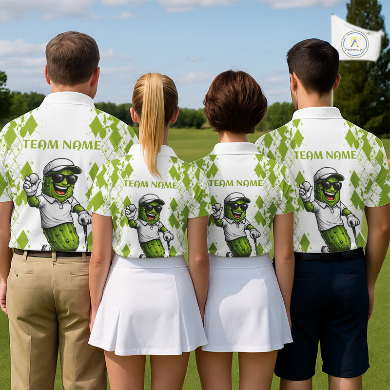 Funny Pickles Mens Golf Polo Shirt, Matching Golf Polo, Argyle Pattern Golf Shirts For Mens NBT611