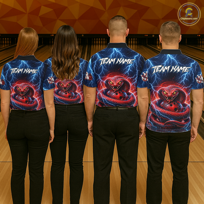 Blue Lightning Thunder Red Snake Bowling Shirt for Women Custom Bowling Team Jersey Bowling Outfit QZT994