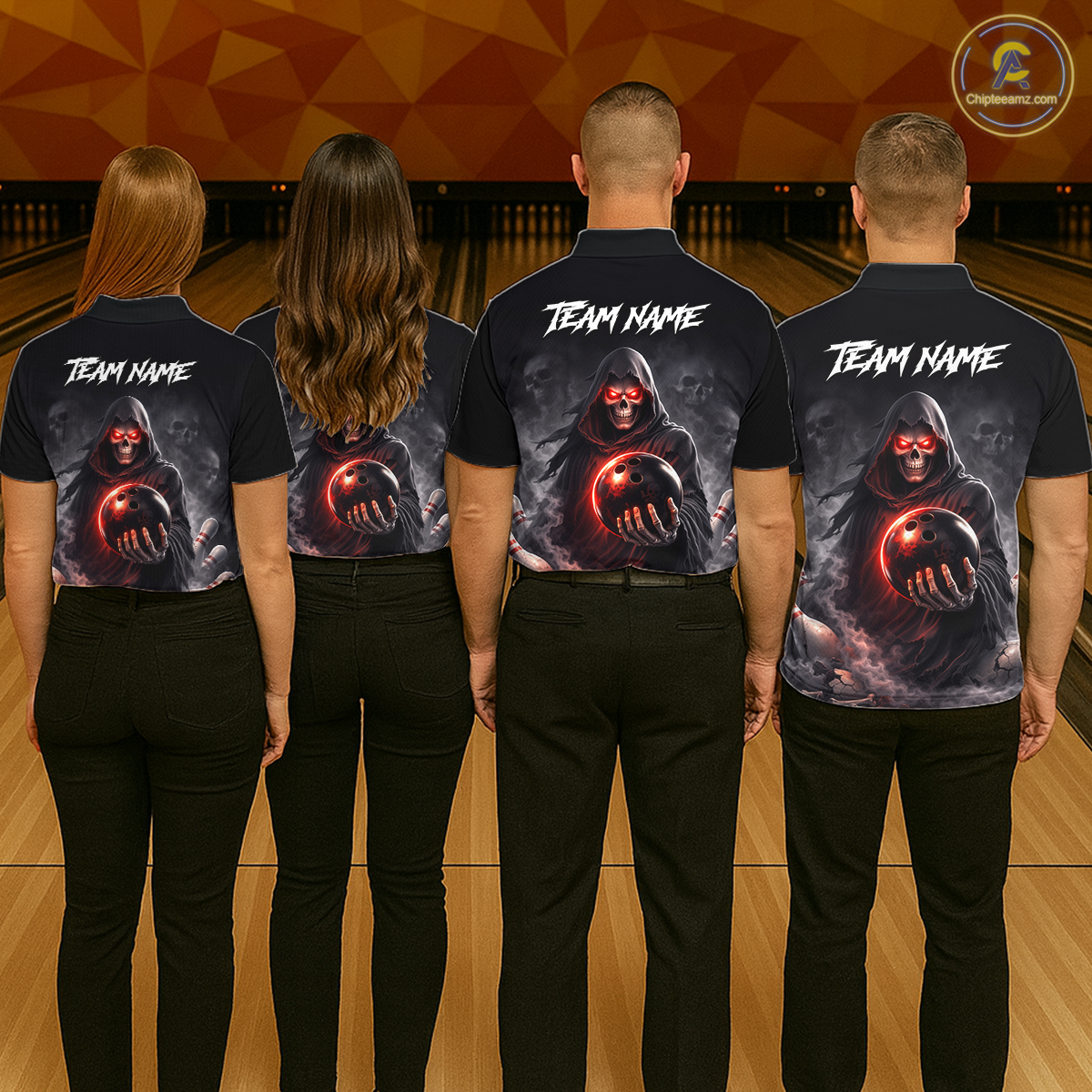 Personalized Grim Reaper Bowling Team Shirt for Women Bowling Jersey Polo & 1/4-Zip Bowling Outfit QZT881