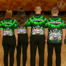 Load image into Gallery viewer, Custom Green Funny Duck Bowling Jersey for Women Bowling Uniform Polo &amp; 1/4 Zip Bowling Team Shirts HNT238