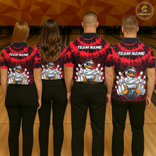 Load image into Gallery viewer, Custom Red Funny Duck Bowling Jersey for Men Bowling Uniform Polo &amp; 1/4 Zip Bowling Team Shirts HNT238