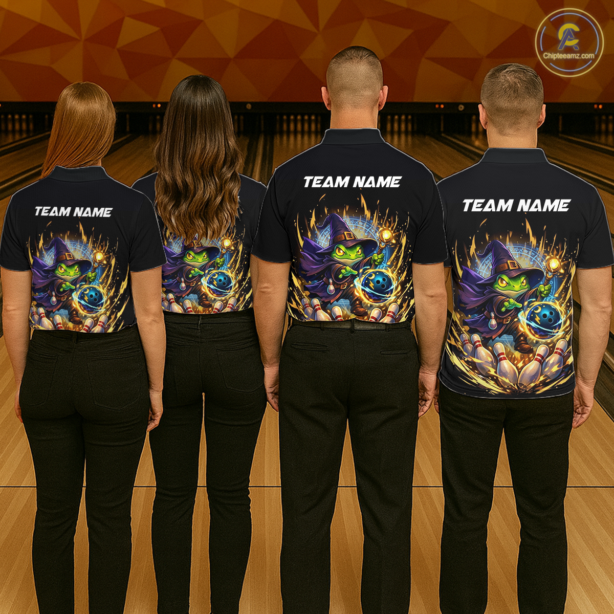 Personalized Frog Wizard Bowling Shirt for Men Flame Bowling Jersey League Polo & Quarter-Zip QZT890