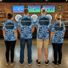 Load image into Gallery viewer, Icy Snowflake Blue Dartboard Men Darts Polo &amp; 1/4-Zip Shirts Custom Darts Clothing Team Shirt Jersey NYN3034