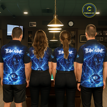 Load image into Gallery viewer, Peronalized Blue Thunder Lightning Leopard Custom Billiard Shirt for Men 8 Ball Billiard Jersey BHT17