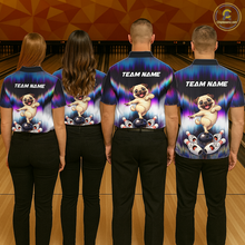 Load image into Gallery viewer, Custom Colorful Funny Pug Dog Bowling Shirt Bowling Jersey for Men Polo &amp; 1/4-Zip Bowling Outfit QZT905