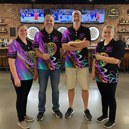 Custom Neon Pattern Dart Shirts For Women Dart Board Shirts Polo & 1/4 Zip Dart Jersey Team NNT128