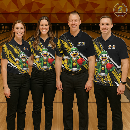 Custom Yellow Beer Duck Bowling Shirt for Men Duck Funny Beer Bowling Team Jersey HNT276