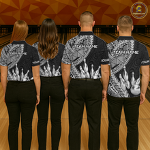 Load image into Gallery viewer, Black and White Tribal Pattern Bowling Jersey for Women Bowling Uniform Bowling Team Shirts HNT225