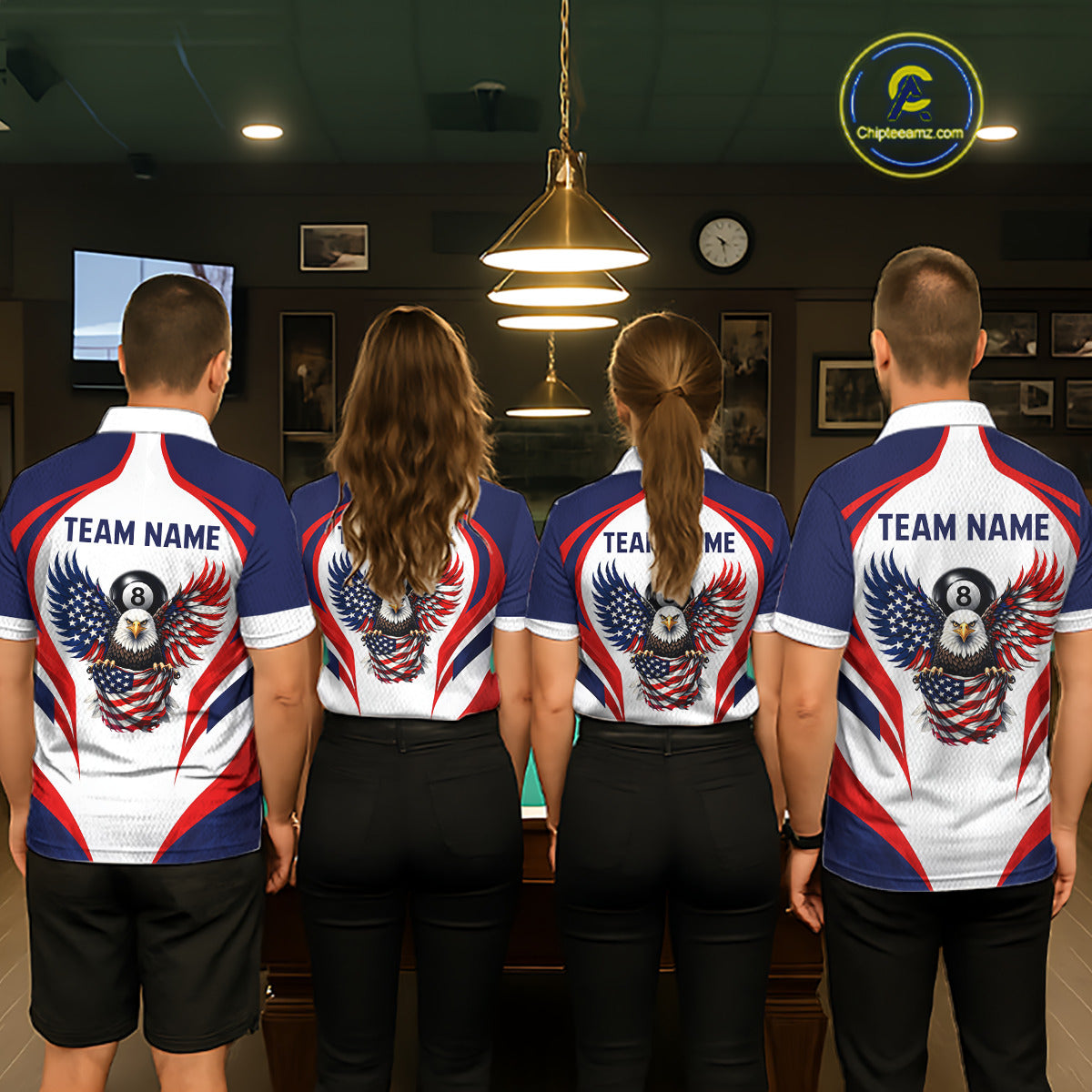 Custom 250 Years Freedom Eagle 8 Ball Pool Billiard Shirt For Women Patriotic Billiard Apparel NYN2633