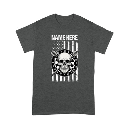Grunge Darts American Flag Skull T-Shirts Custom Patriotic US Flag Dart Shirts, Darts Player Gifts TDM3908