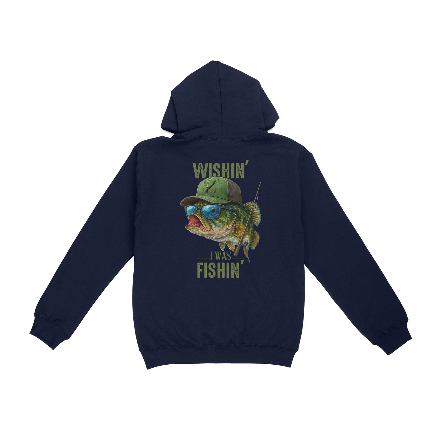 Funny Fishing Shirt Wishin' I Was Fishin Custom Name funny Bass fishing Hoodie D03 NQS9898