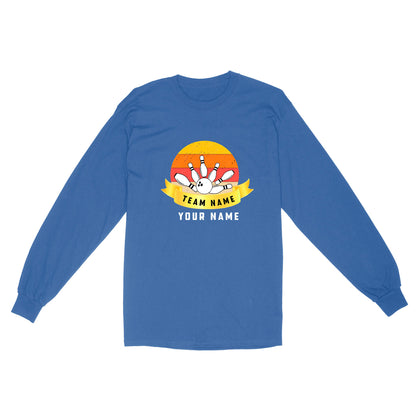 Custom Name and Team name Retro Bowling Ball Pins Unisex Standard Long Sleeve NQS8693