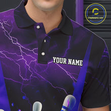 Load image into Gallery viewer, Purple Thunder Lightning Custom Bowling Shirts For Men, Flame Bowling Jerseys With Team Name IPHW7161