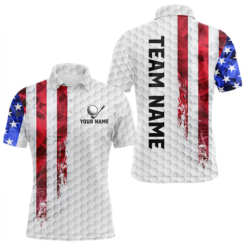 Red, White and Blue Smoke American Flag Men golf polo shirts custom Patriotic Men white golf polo NQS9380