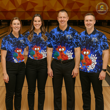 Load image into Gallery viewer, Blue Funny Chicken Bowling Jersey for Women Bowling League Bowling Team Shirts Polo &amp; 1/4 Zip HN232