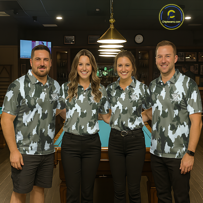 Custom Green Camo 8 Ball Billiard Shirts for Women Billiard League Billiard Team Shirts NNT106