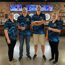 Load image into Gallery viewer, Teal-Turquoise Pattern Darts Team Jerseys Dart Shirts For Men Dart Tournament Polo &amp; 1/4 Zip NNT119