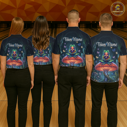 Custom Zen Frog Bowling Shirt for Women Meditation Style Bowling Jersey Polo & 1/4-Zip QZT991