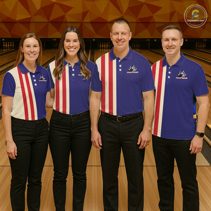 Red, White and Blue Retro Bowling Shirts For Men custom patriotic bowling outfits team jerseys NQS11167